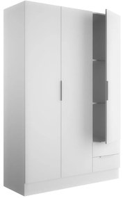 Armadio Guardaroba 3 Ante 2 Cassetti Mobile Multiuso Salvaspazio in Legno 119x46x184 cm – Bianco
