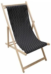 Lettino Jardin Prive Nero Geometrico 132 x 55 x 35 cm legno di faggio