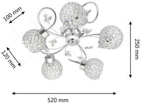 Lampadario a plafone SOPHIA 5xE27/15W/230V cromo lucido/limpido
