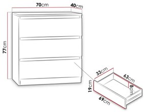 Armadietto MALWA 77x70 cm nero