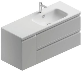 Mobile sottolavabo e lavabo Pull per vasca a destra grigio artico opaco in mdf L 120 x H 56 x P 46 cm, 1 anta 2 cassetti