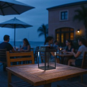 Lanterna Portatile Ricaricabile Solare e USB Nera Dimmerabile