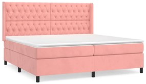Giroletto a molle con materasso rosa 200x200 cm in velluto