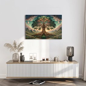 Quadro su tela – Maestoso albero della vita tra le montagne