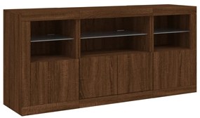 Credenza con Luci LED Rovere Marrone 142,5x37x67 cm