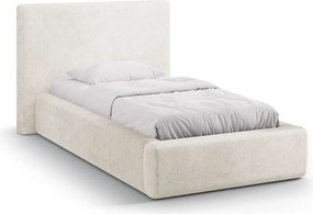 Letto singolo imbottito color crema con contenitore con rete inclusa 90x200 cm Amy – Micadoni