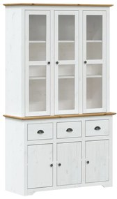 Credenza bodo 115,5x43x200,5 cm massello pino bianco e marrone