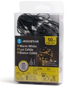 Aigostar - Catena LED natalizia da esterno 50xLED/8 funzioni 3xAA 5,3m IP44 bianco caldo