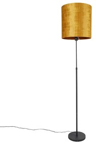 Lampada da terra nera con paralume dorato 40 cm regolabile - Parte