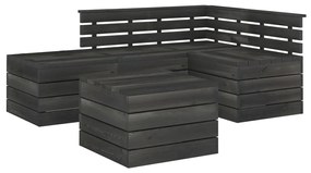 Set divani da giardino su pallet 5 pz legno pino grigio scuro