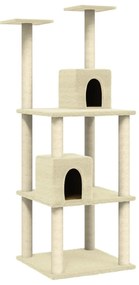 Albero per gatti con tiragraffi in sisal crema 141 cm