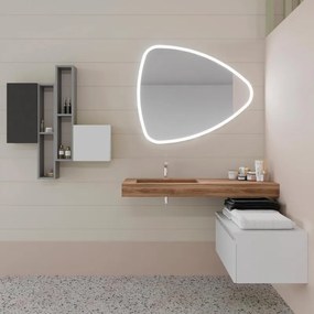 Mobile sottolavabo e lavabo Ofset per vasca a sinistra lavabo-miele; cassetto-bianco opaco L 100 x H 32 x P 46 cm 1 cassetto