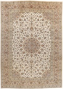Kashan Tappeto 430x310 Beige (Iran) Annodato A Mano