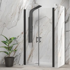 Porta doccia saloon 85-90 cm profili neri altezza 200h | KSAL2800AN - KAMALU