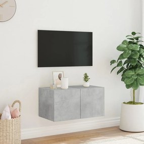 Mobile tv a parete con luci led grigio cemento 60x35x31 cm