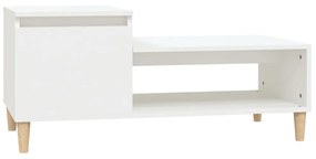 Tavolino da salotto bianco 100x50x45 cm in legno multistrato