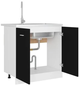 Armadio Inferiore per Lavabo Nero 80x46x81,5 cm in Truciolato