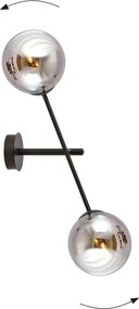 Applique da Parete in Acciaio e Vetro LINEAR K2 Nero 2xE14