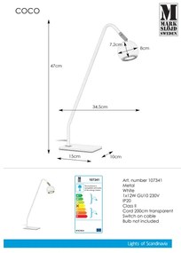Markslöjd 107341 - Lampada da tavolo COCO 1xGU10/12W/230V