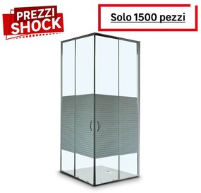 Box doccia rettangolare scorrevole Sirio regolazione da 68-79/ 88 x 98 cm, H 190 cm in vetro, spessore 4 mm serigrafato cromato