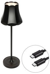 Lampada da tavolo retrò ricaricabile IP44 nera - Granny