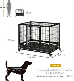 Box per Cani da Interno Esterno con Rotelle 92×62×75 cm...