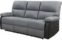 Divano reclinabile Lincoln - 197 x 89 x 103 cm - 3 posti a sedere - Nero / Grigio scuro