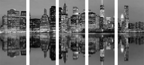 Quadri 5 pezzi – Città di Manhattan in bianco e nero