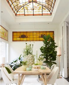 Lampada da terra in colore naturale con paralume in tessuto (altezza 159 cm) Dania - Light &amp; Living