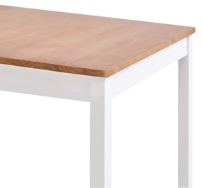 Tavolo da pranzo bianco e marrone 180x90x73 cm in legno di pino