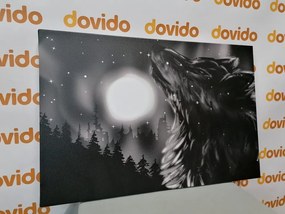 Stampa su tela – Luna dei lupi in bianco e nero