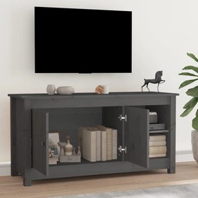 Mobile Porta TV Grigio 103x36,5x52 cm in Legno Massello di Pino