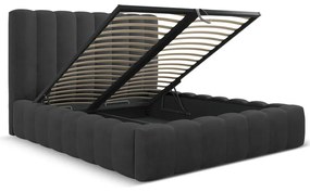 Letto matrimoniale imbottito antracite con spazio contenitivo e rete 180x200 cm Kelp - Micadoni Home