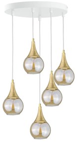 Lampadario a sospensione con filo LACRIMA WHITE 5xE27/60W/230V diametro 45 cm