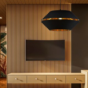 Sospensione Contemporanea 1 Luce Bellerofonte In Metallo Nero E Oro