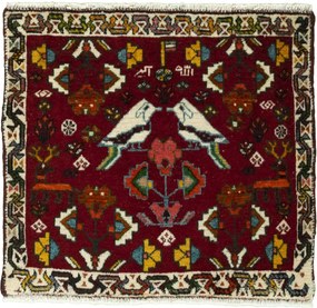Shiraz Tappeto 60x50 Rosso (Iran) Annodato A Mano