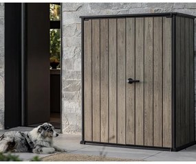 Casetta da giardino KETER ASHWOOD VERTICAL STORE in polipropilene beige con porta doppio battente, superficie interna 0.81 m² e spessore parete 16 mm