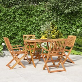 Set Da Pranzo Per Giardino 5 Pz İn Legno Massello Di Acacia /