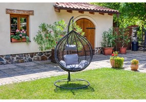 Poltrona sospesa grigio scuro in rattan artificiale Noela - Bonami Selection