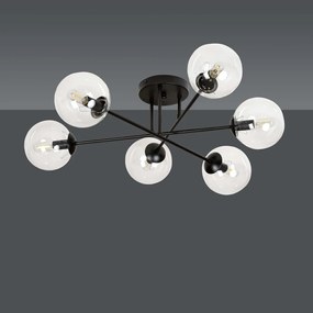 Lampadario da soffitto Brendi 6B Nero con sfere trasparenti E14 Colore del corpo Nero