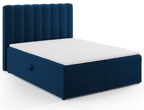 Letto boxspring blu scuro con contenitore 160x200 cm Gina - Milo Casa