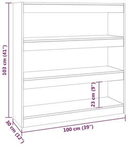 Libreria/Divisorio Grigio Sonoma 100x30x103 cm