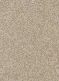 Morris & Co Carta da parati Pure Strawberry Thief - Taupe/ Gilver