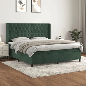 Giroletto A Molle Con Materasso Verde Scuro 160x200 Cm Velluto /