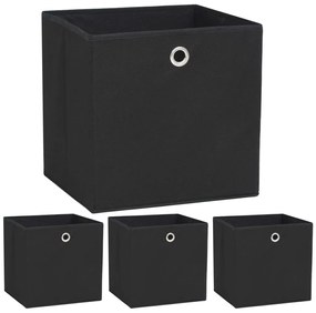 Contenitori 4 Pz İn Tessuto Non Tessuto 32x32x32 Cm Nero /
