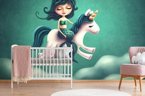 Carta da parati – Sirenetta con unicorno