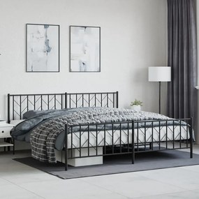 Giroletto Con Testiera E Pediera Metallo Nero 200x200 Cm /