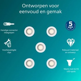 Philips - Set da 5 faretti da incasso PERIDOT 1x GU10/7W/230V bianco
