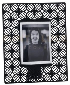 Portafoto di design ikat piccolo nero in ferro e polimetilmetacrila...