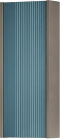 Pensile bagno Niwa cannettato laccato opaco grigio carbone con vetro blu pacifico, 1 anta reversibile P17 x L30 x H78.5 cm